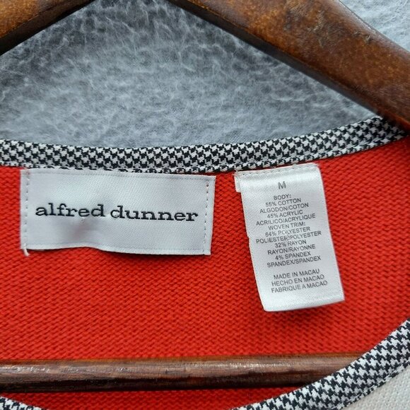 Alfred Dunner Womens Red Embroidered Cardigan Sweater With Contrast Trim Size M - Picture 2 of 5